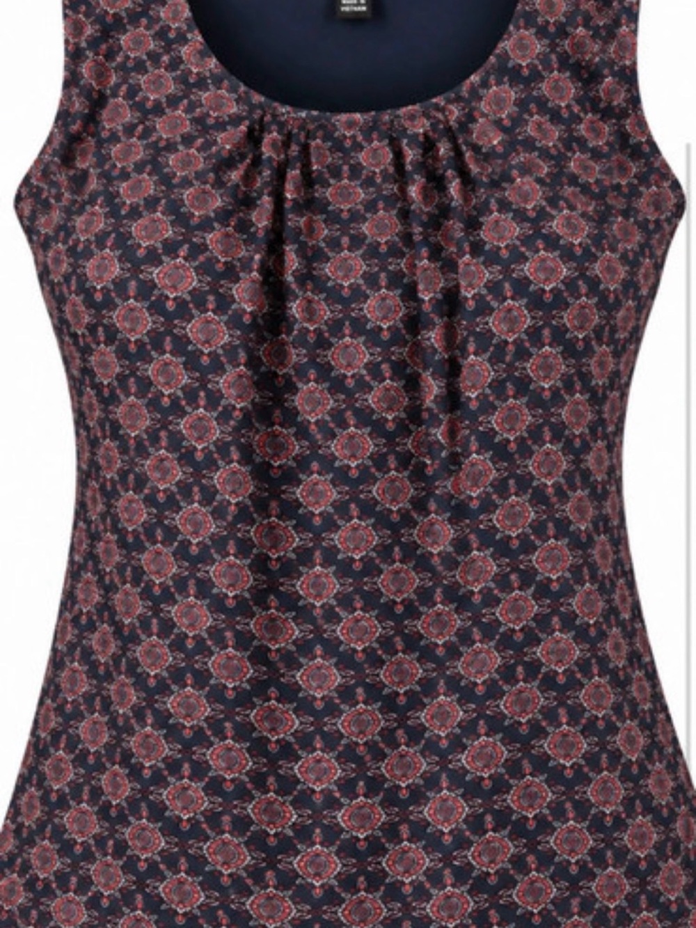 The Limited Navy Tank Top with Red Geometric Print